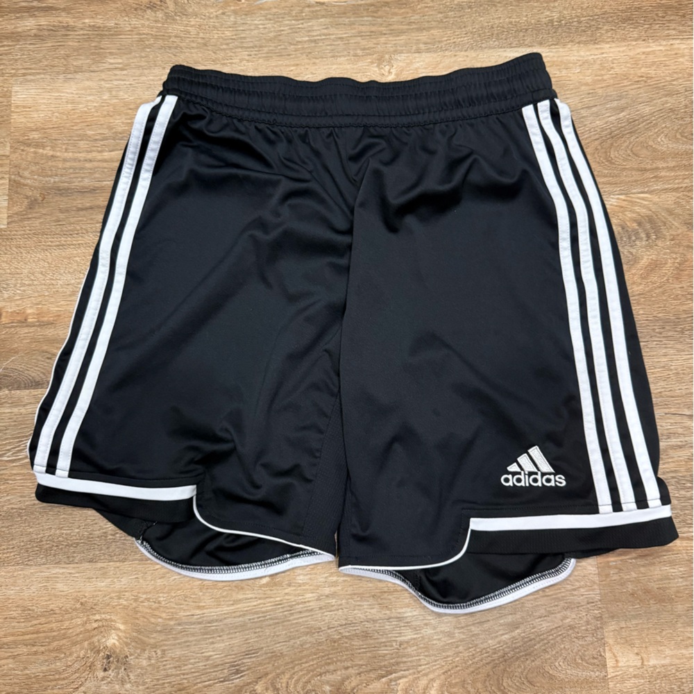 Adidas Black Shorts with White Stripes
